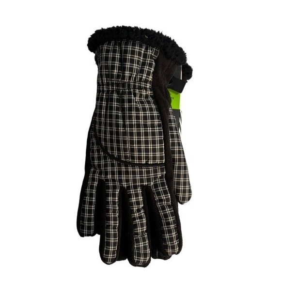 Isotoner Womens SmartTouch Plaid Active Gloves Black White M/L Winter Chic - Picture 2 of 7